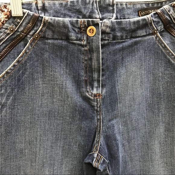 ANTONIO D’ERRICI EMBELLISHED BOOTCUT BLUE JEANS 8 - Picture 4 of 7